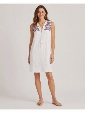 GAP Women Embroidered Sleeveless Boho Tassel Tie Knee Length Dress Size S